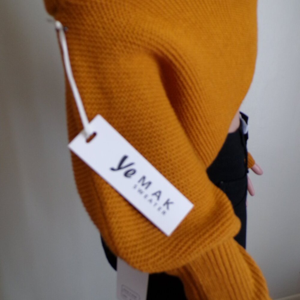 Boutique Mustard Off-Shoulder Wrap Sweater – Size [S/M] – New - Picture 5 of 5